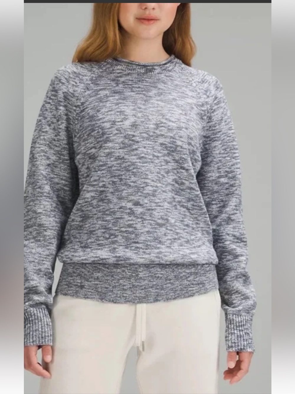 lululemon athletica Marled, oversized Crewneck Sweater - Blue/Gray and White